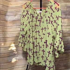 Sheer Blouse with Purple crosses